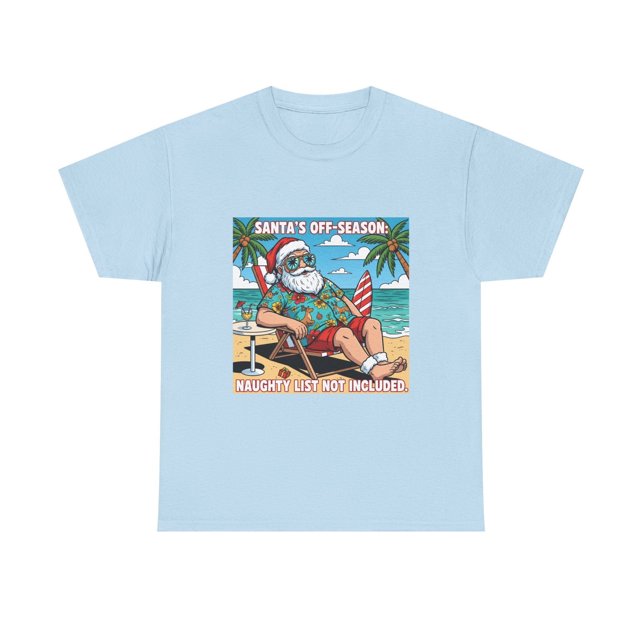 Funny Santa’s Off-Season Christmas T-Shirt – Beach Holiday Santa Tee for Summer Lovers