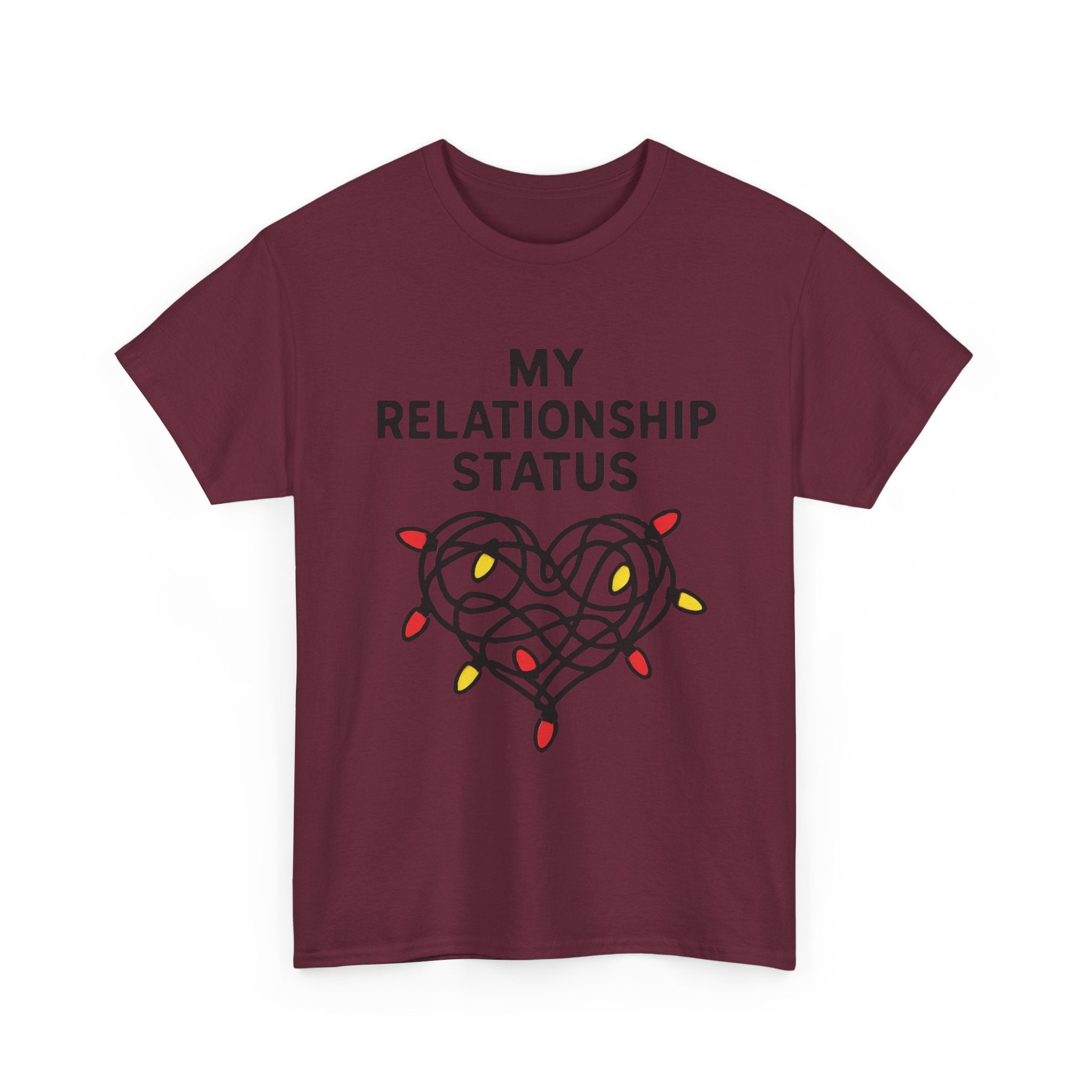 My Relationship Status T-Shirt | Funny Christmas Lights Graphic Tee | Single Life Humor Gift | Gildan 5000
