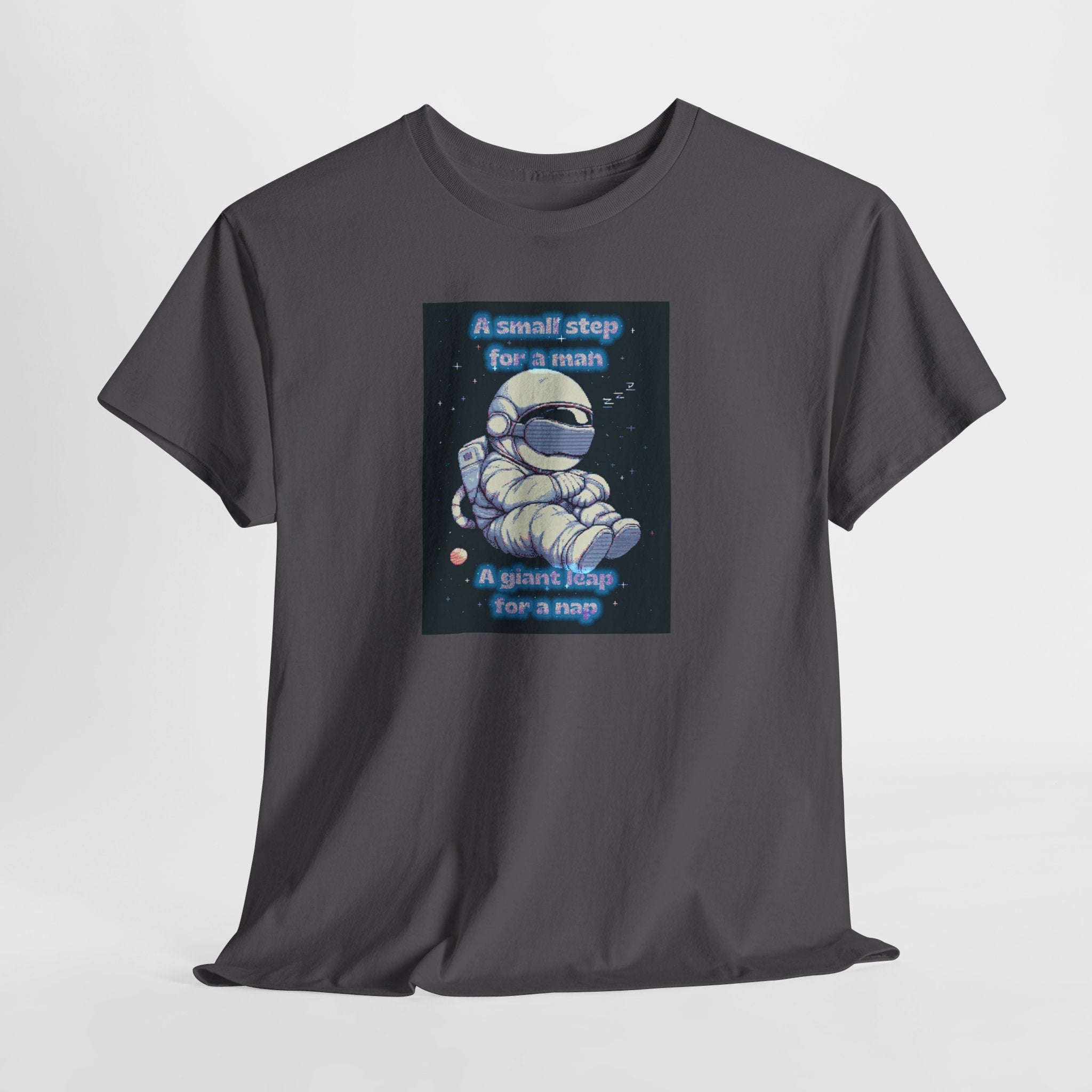 Pixel Art Astronaut Nap Tee: A Giant Leap for a Nap | Funny Space Humor T-Shirt
