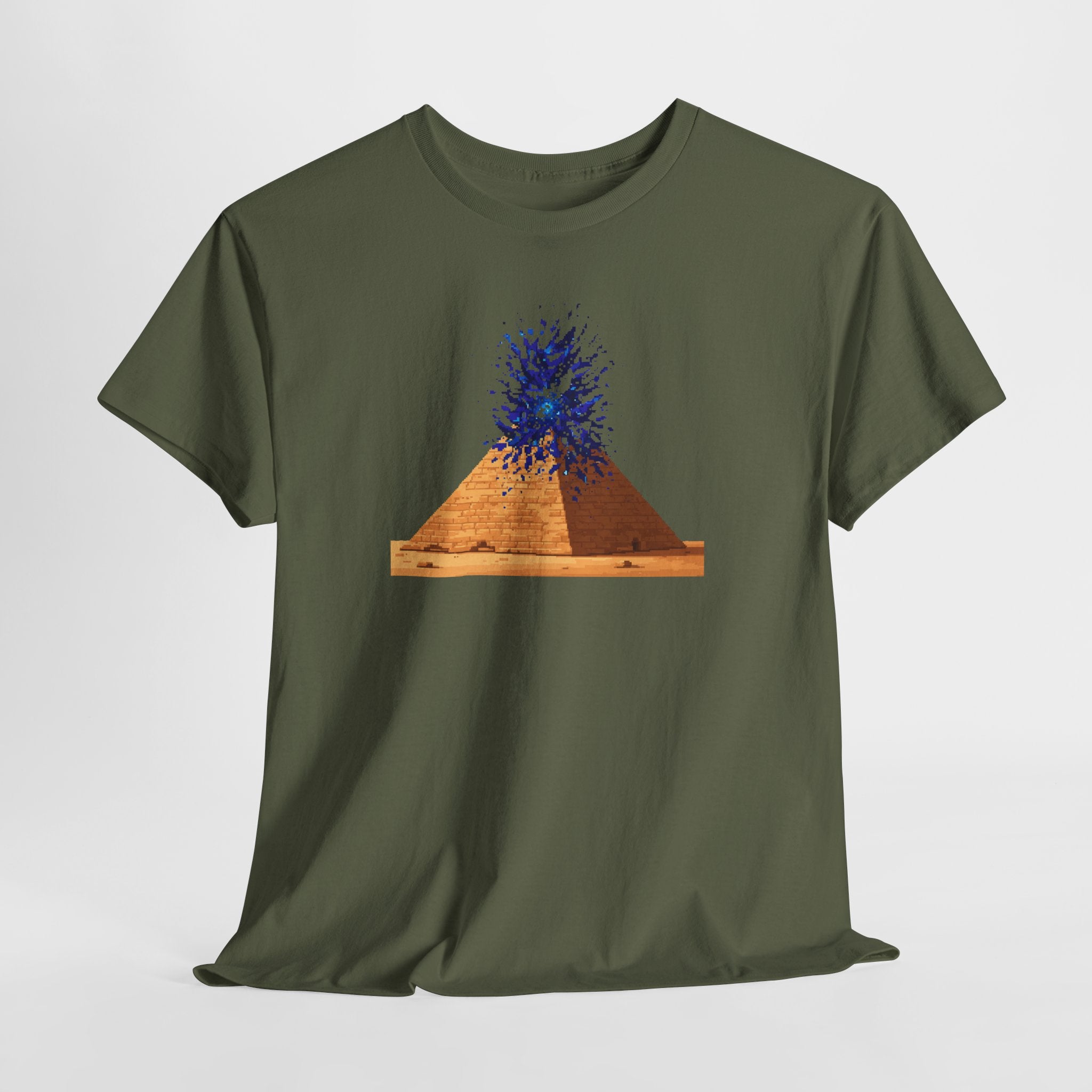 Exploding Pyramid T-Shirt | Pixel Art Sci-Fi Egypt Tee | Ancient Alien Graphic Shirt | Retro Gaming Gift | Gildan 5000