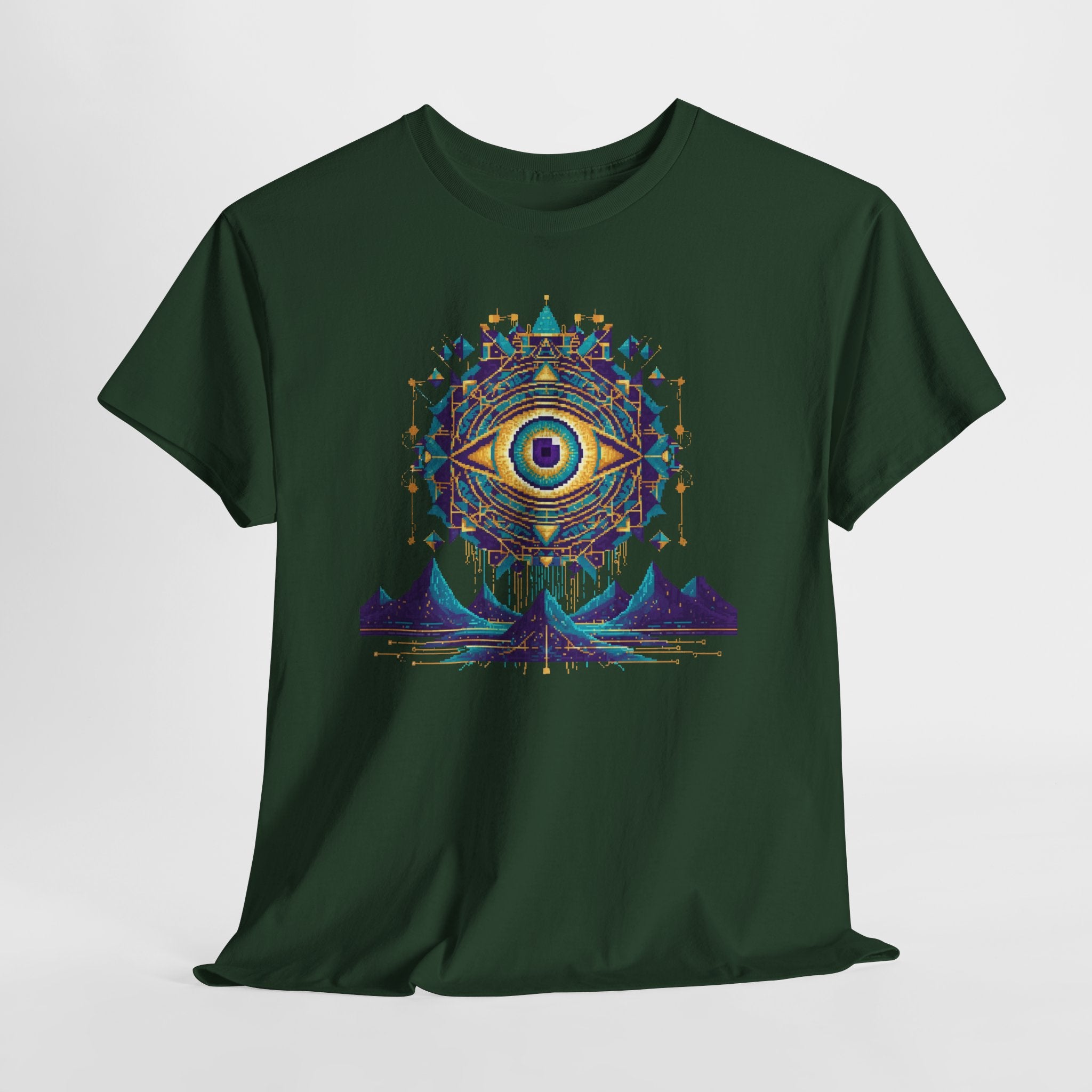 All-Seeing Eye T-Shirt | Pixel Art Sacred Geometry Tee | Psychedelic Third Eye Graphic Shirt | Occult Mandala Gift | Gildan 5000