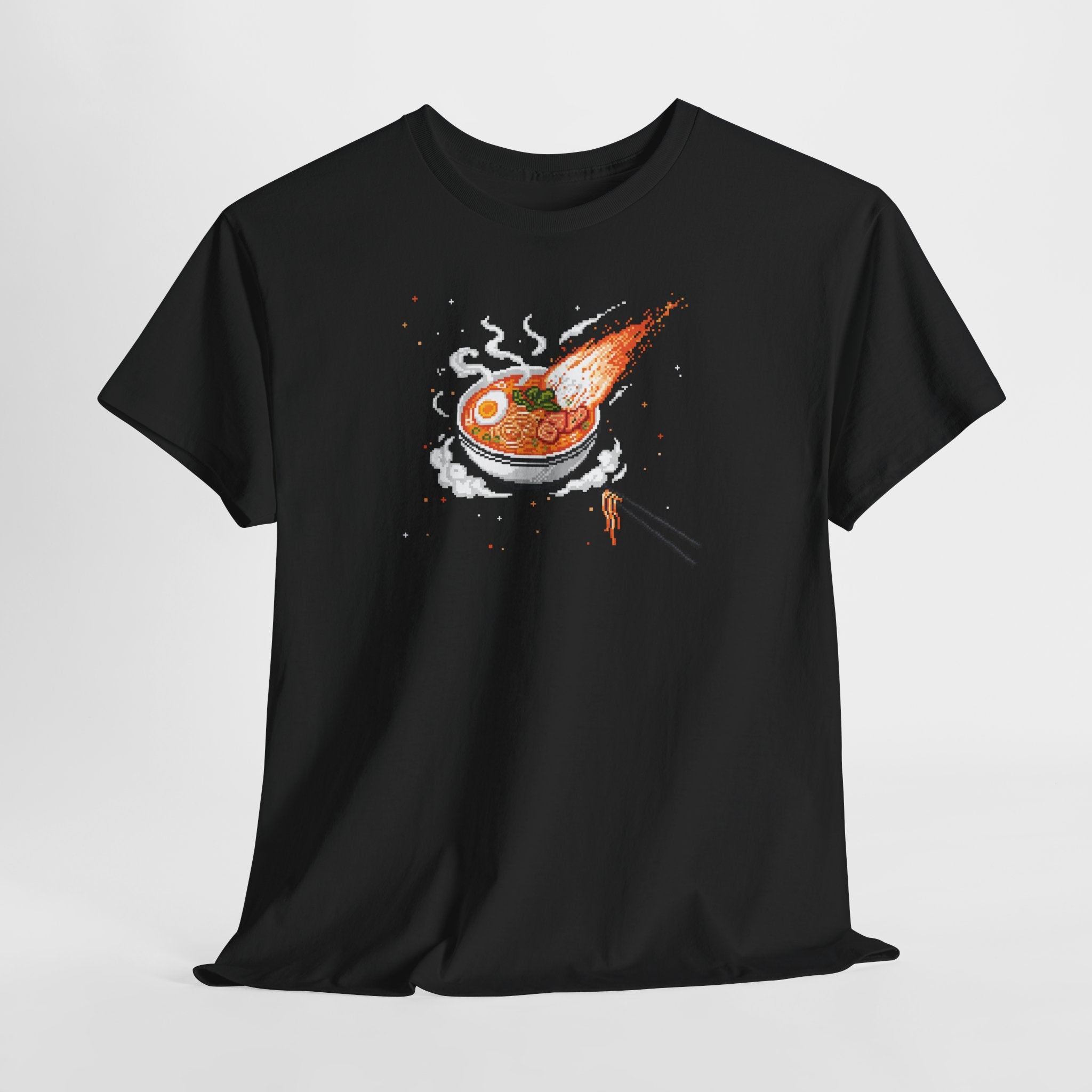 Ramen Comet T-Shirt | Pixel Art Foodie Graphic Tee | Spicy Noodle Lover Gift | Retro Gaming Food Shirt | Gildan 5000