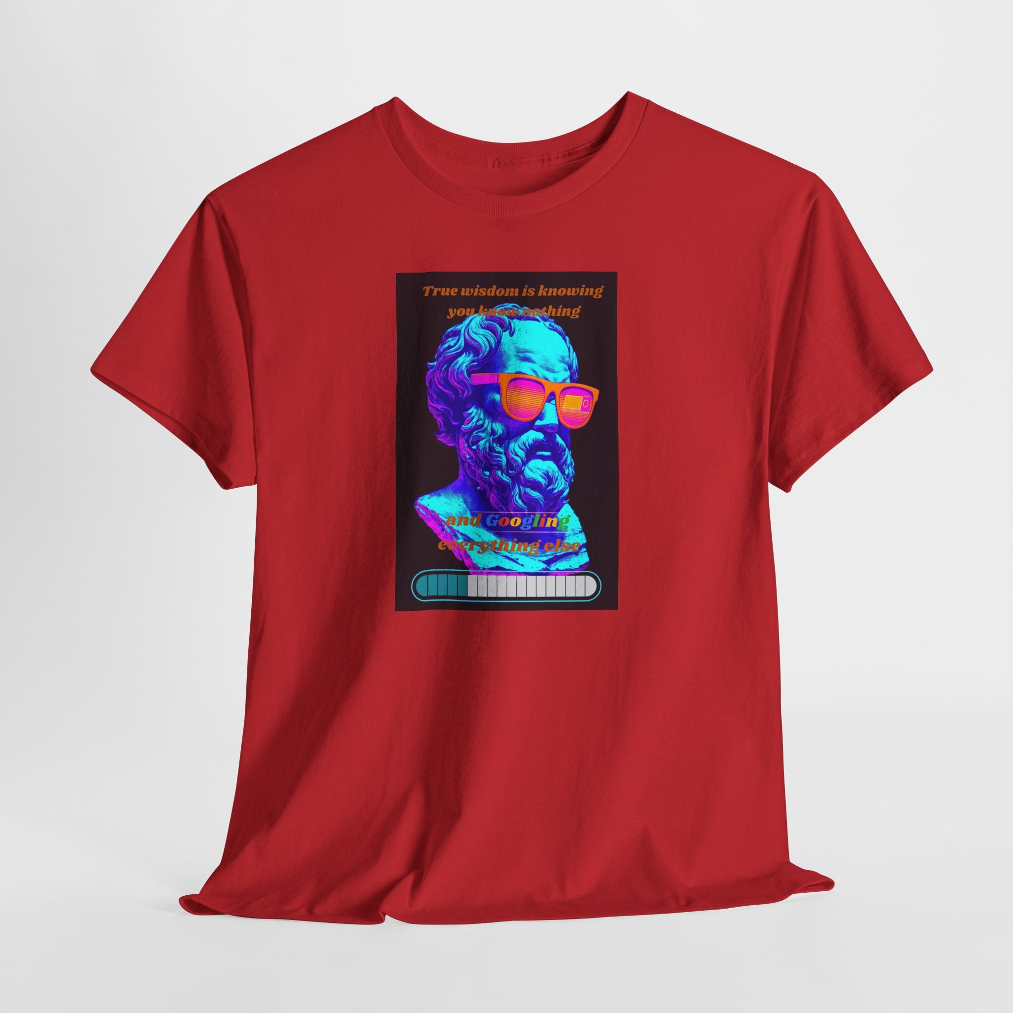 True Wisdom is Googling T-Shirt | Funny Socrates Meme Tee | Vaporwave Philosophy Shirt | Know Nothing Humor Apparel | Gildan 5000