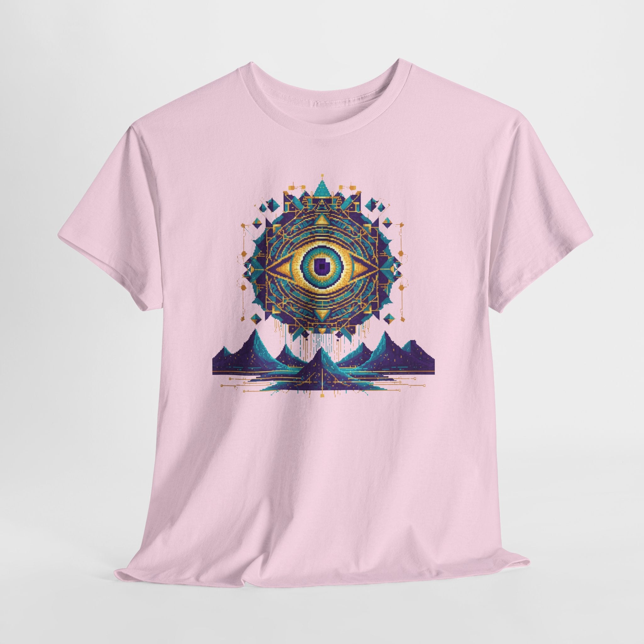 All-Seeing Eye T-Shirt | Pixel Art Sacred Geometry Tee | Psychedelic Third Eye Graphic Shirt | Occult Mandala Gift | Gildan 5000