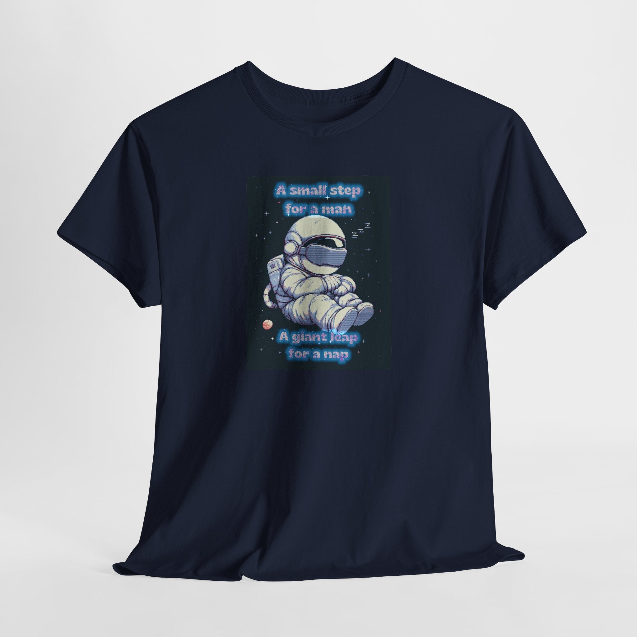 Pixel Art Astronaut Nap Tee: A Giant Leap for a Nap | Funny Space Humor T-Shirt