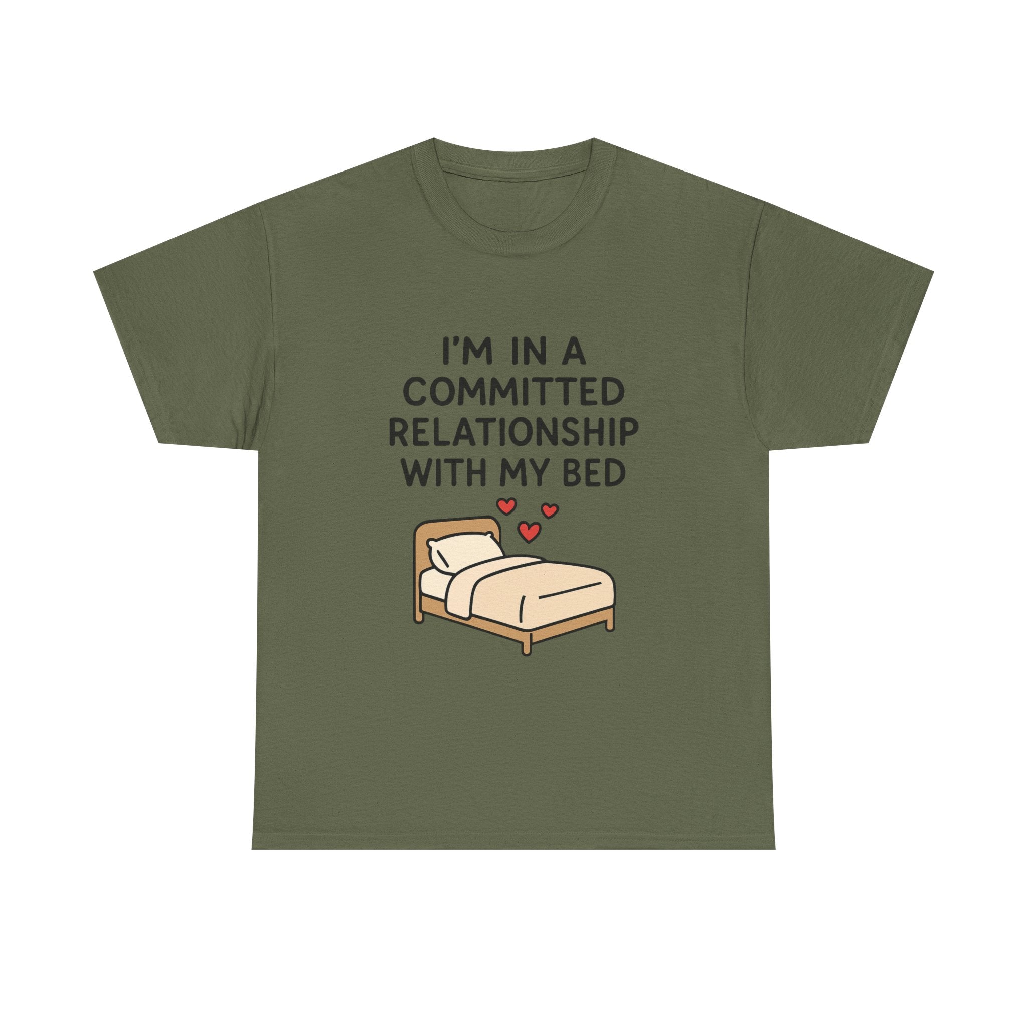 Introvert T-Shirt: "Committed Relationship with My Bed" Funny Graphic Tee