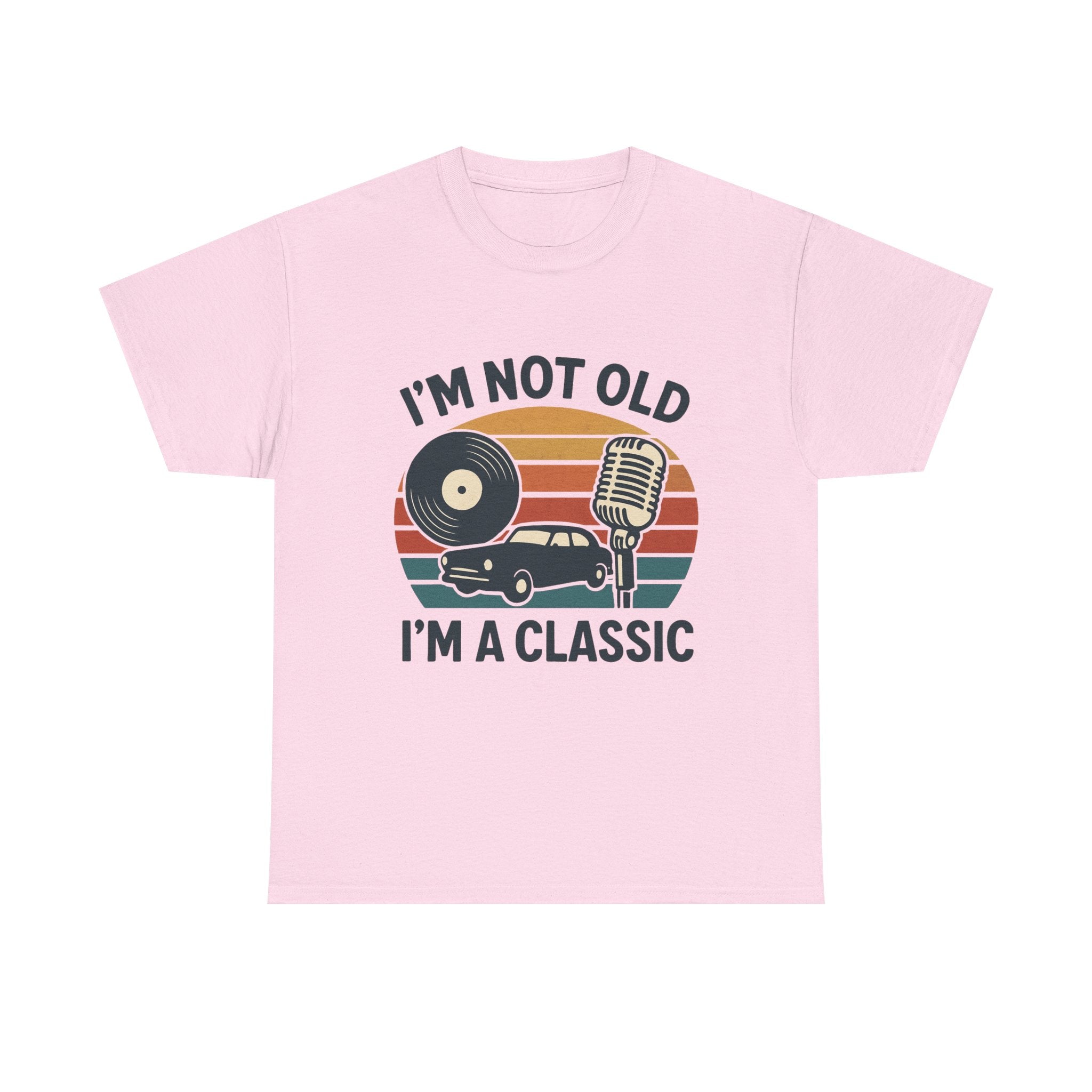 “I’m Not Old, I’m a Classic” Vintage Retro T-Shirt – Funny Birthday Tee for Men & Women Who Love Cars, Music & Nostalgia