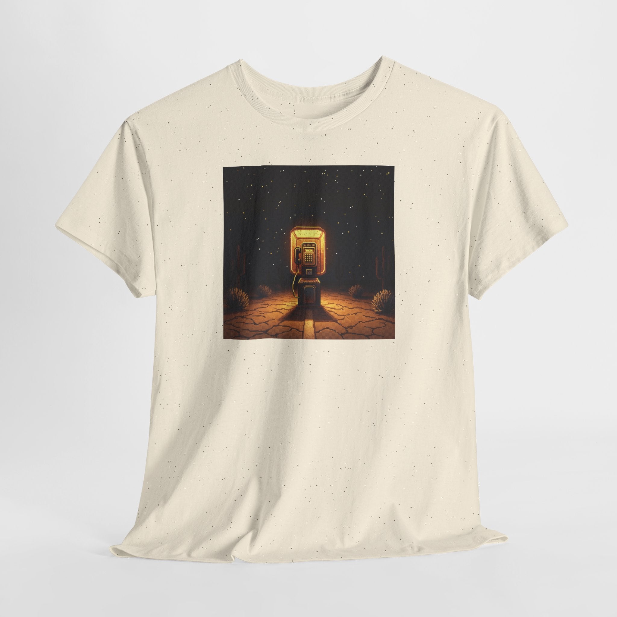 Desert Payphone T-Shirt | Pixel Art Retro Phone Booth Tee | Lofi Aesthetic Graphic Shirt | Road Trip Nostalgia Gift | Gildan 5000
