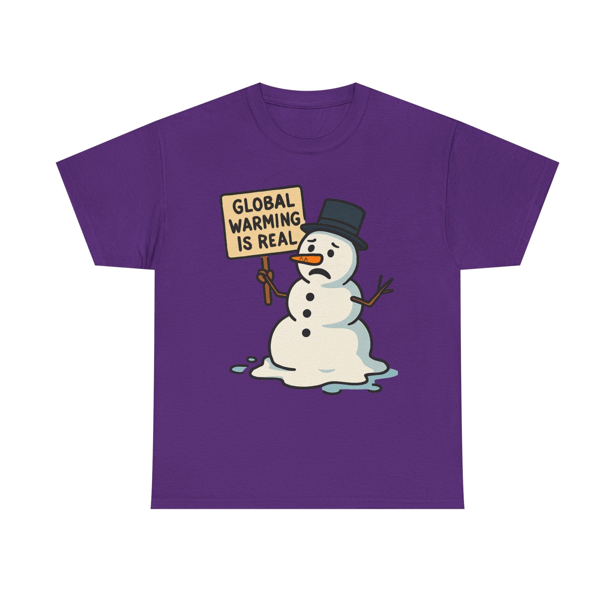 Global Warming is Real T-Shirt | Funny Snowman Climate Change Tee | Environmental Humor Gift | Gildan 5000