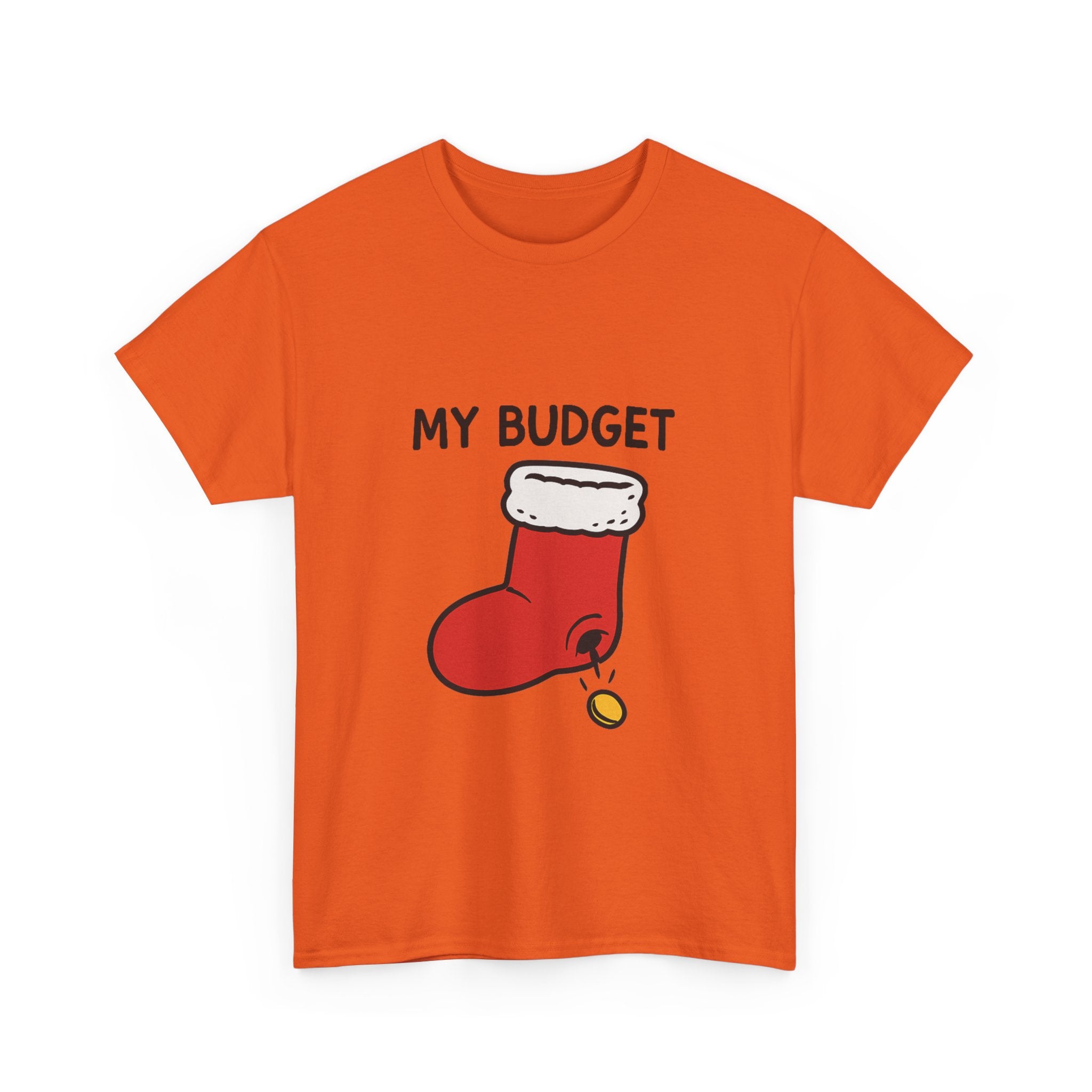 My Budget T-Shirt | Funny Christmas Stocking Graphic Tee | Holiday Finance Humor Gift | Gildan 5000