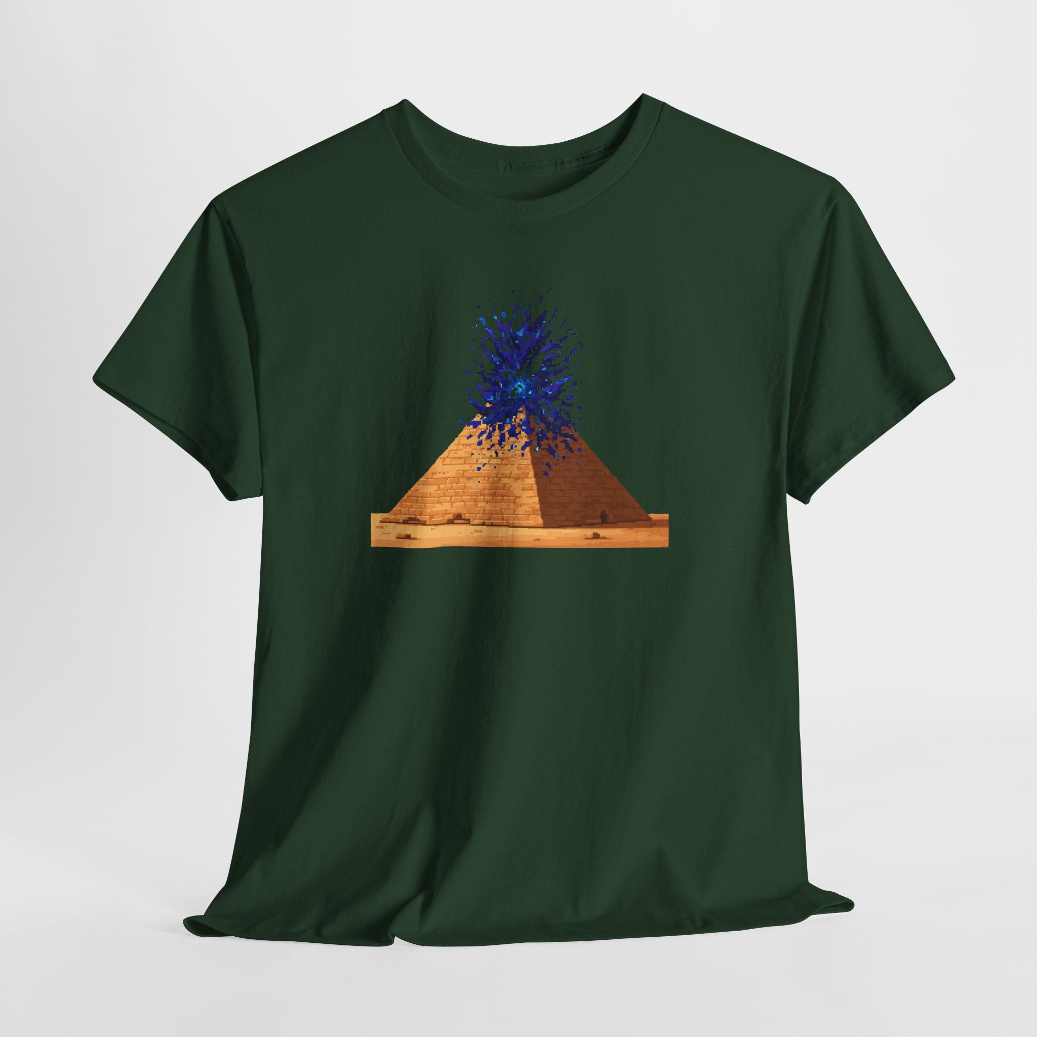 Exploding Pyramid T-Shirt | Pixel Art Sci-Fi Egypt Tee | Ancient Alien Graphic Shirt | Retro Gaming Gift | Gildan 5000