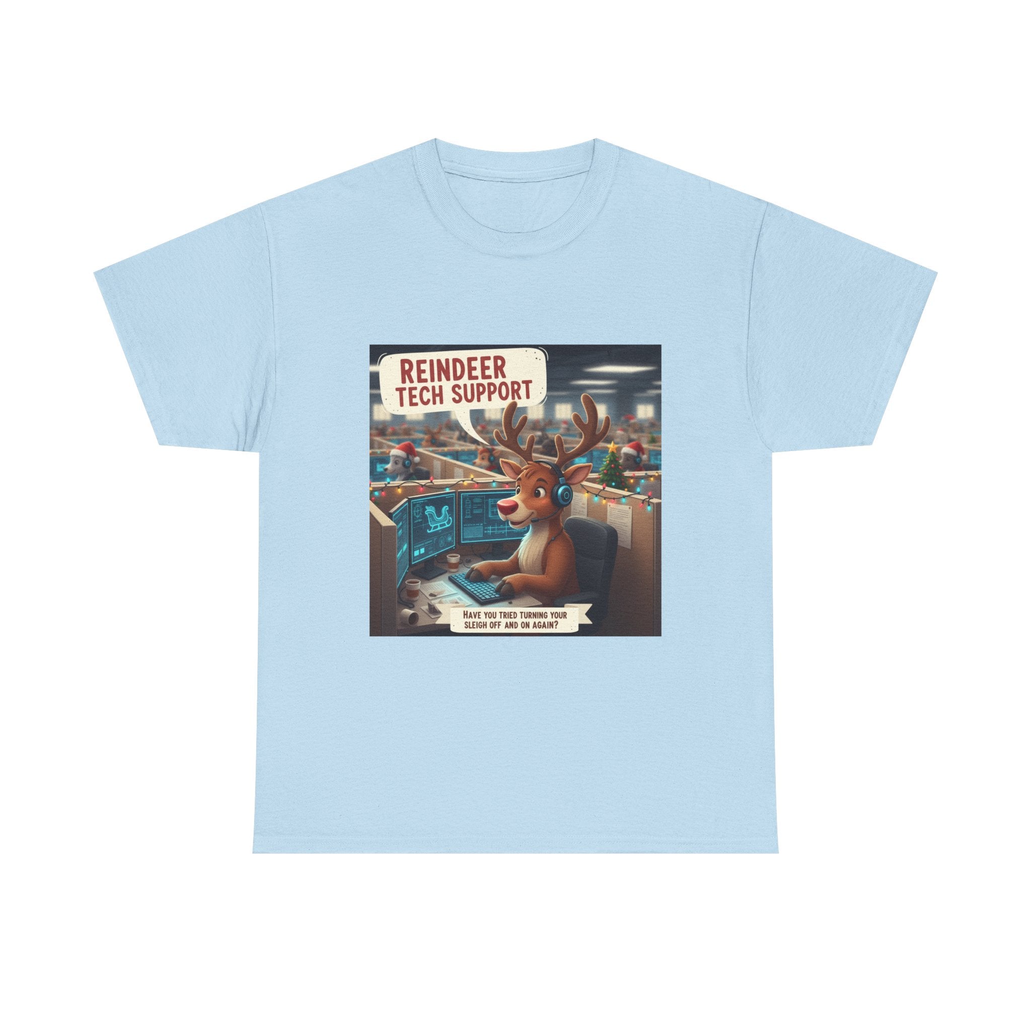 Funny Christmas T-Shirt: "Reindeer Tech Support" Holiday Humor Graphic Tee