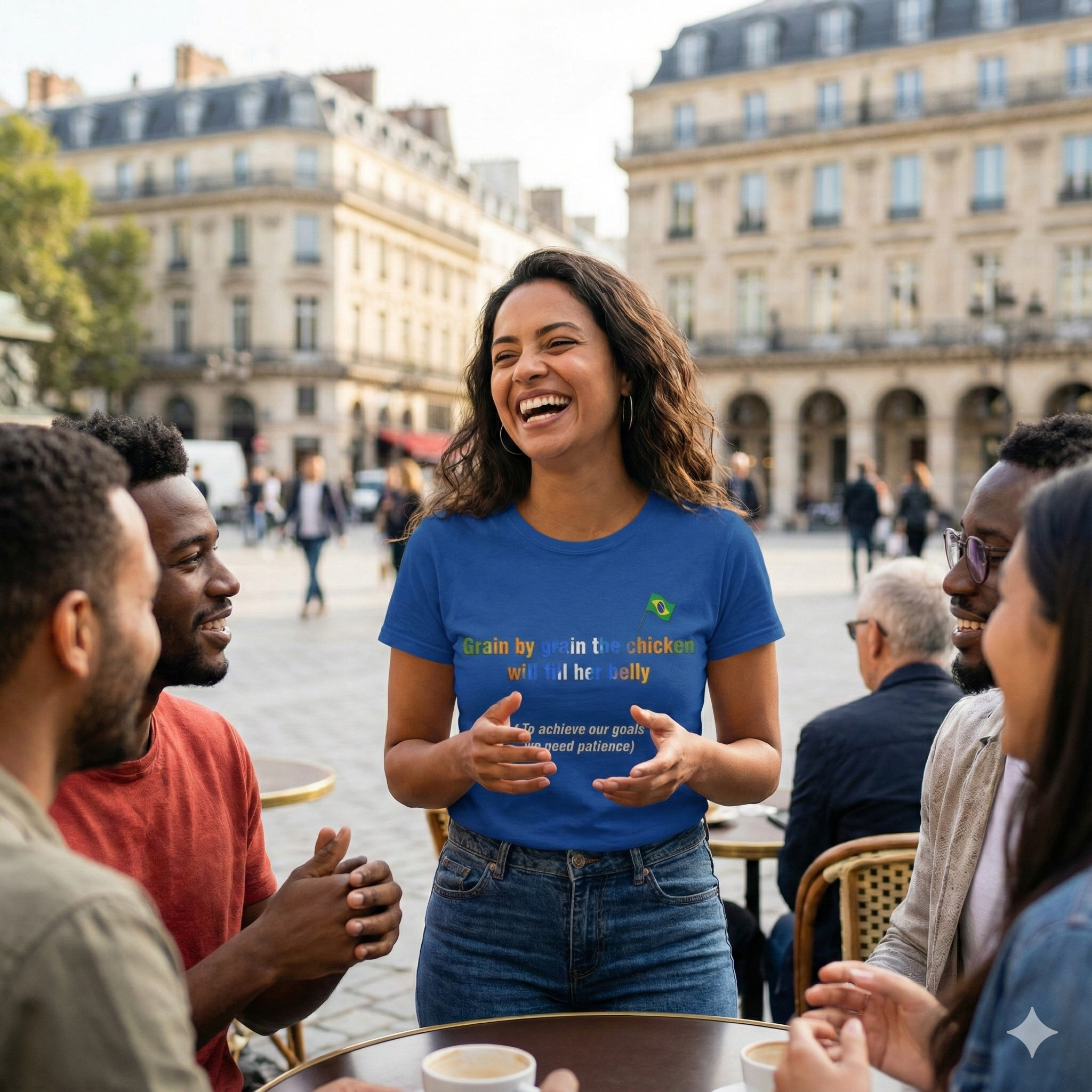 Patience T-Shirt: Grain by Grain the Chicken Fills Her Belly | De Grão em Grão a Galinha Enche o Papo
