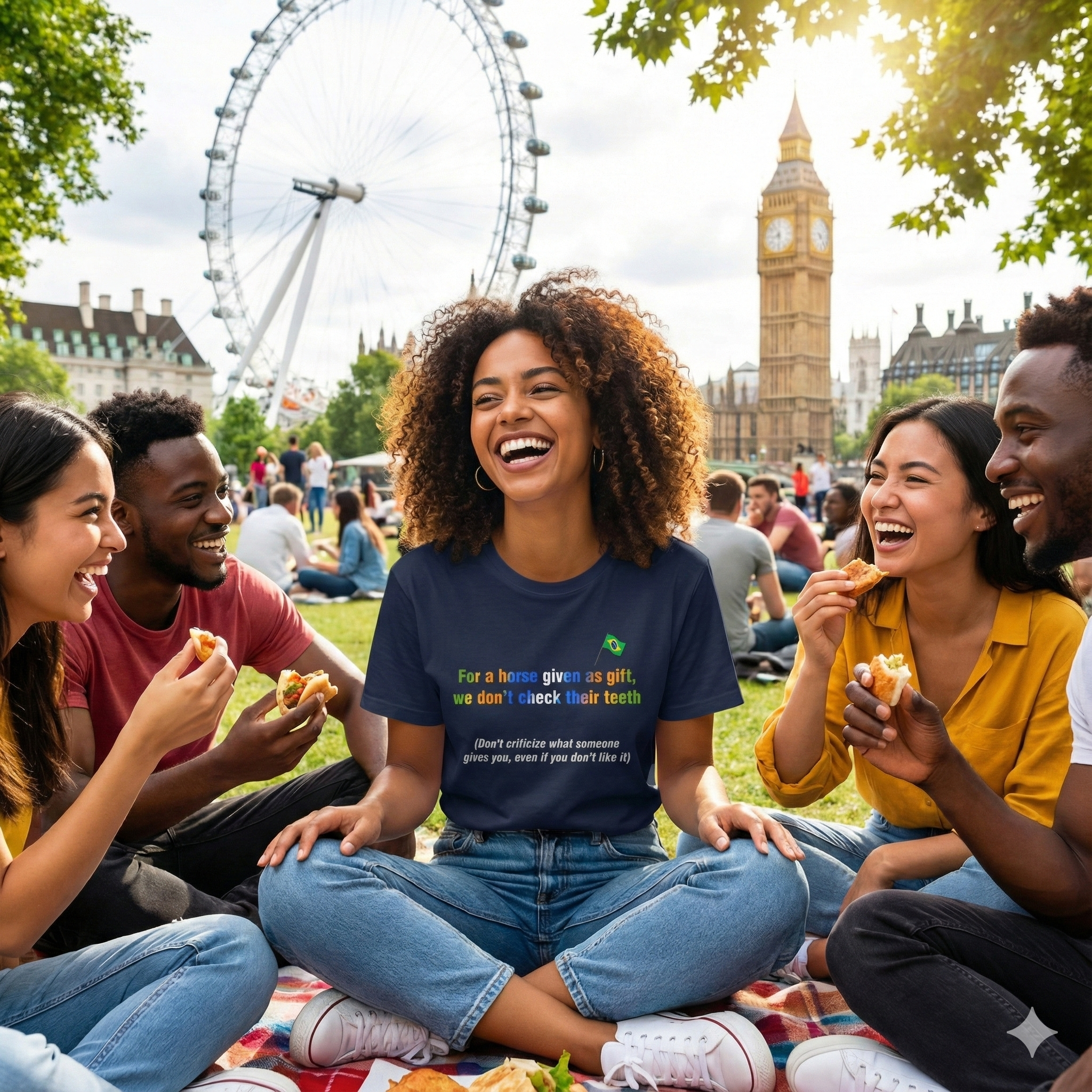 Gift Horse Teeth Tee: Cavalo Dado Não Se Olha Os Dentes | Brazilian Proverb T-Shirt